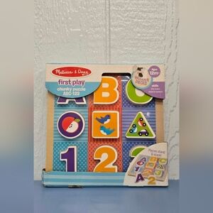 Melissa & Doug First Play Chunky Puzzle ABC-123 - Blue, Orange, Green New